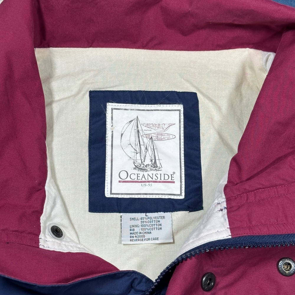 Vintage Oceanside US-55 Sailing Jacket Colorblock Windbreaker Navy Green Large - Picture 2 of 10